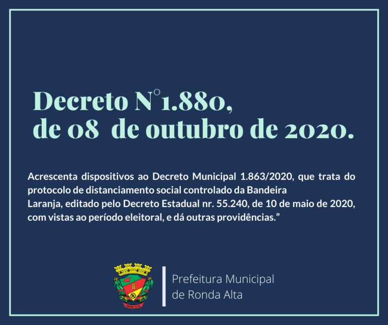 DECRETO MUNICIPAL N° 1.880, DE 08 DE OUTUBRO DE 2020.